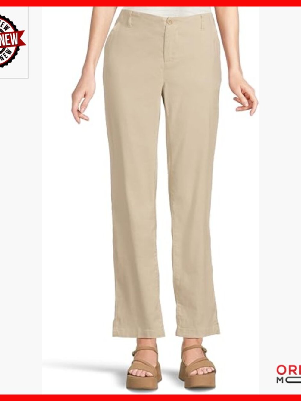 High Waist Straight Leg Linen Trousers, Stretch Fabric, Casual Pants